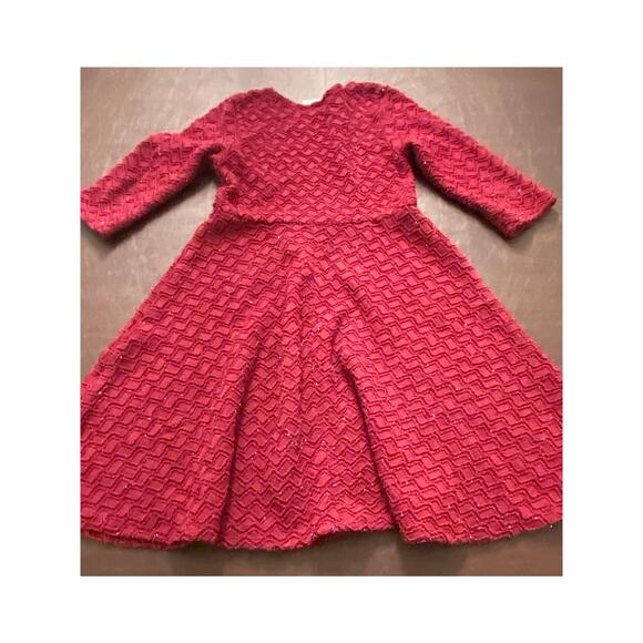 Bonnie Jean Girls 6X Burgundy Sparkle Textured Fit & Flare Holiday Party Dress - Picture 2 of 6